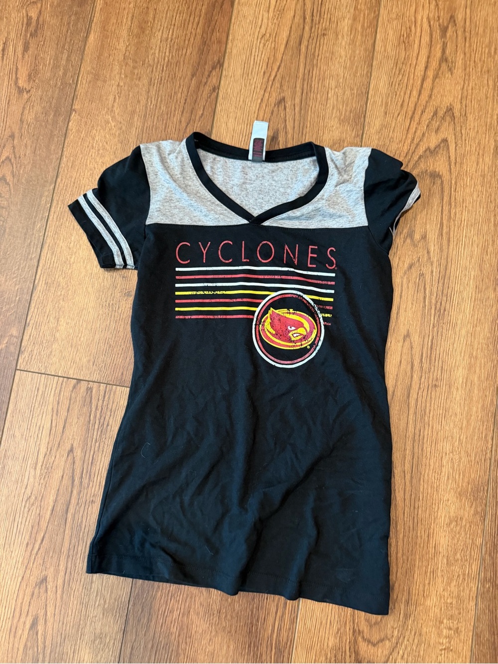 Cyclones Woman’s Black & Gray Short Sleeve V-Neck Tee